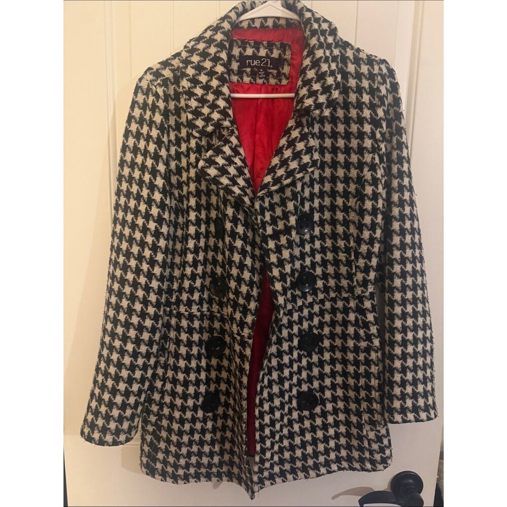 Rue 21 Houndstooth Peacoat size M